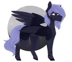 Size: 2154x1863 | Tagged: safe, artist:riressa, imported from derpibooru, oc, oc only, oc:esther skies, pegasus, pony, female, mare, moon, simple background, solo, transparent background