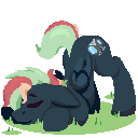 Size: 128x128 | Tagged: safe, artist:rhythmpixel, imported from derpibooru, oc, oc only, oc:treading step, pegasus, animated, digital art, face down ass up, gif, grass, male, pixel art, relaxing, simple background, solo, stallion, transparent background