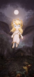 Size: 882x2003 | Tagged: safe, anonymous artist, imported from derpibooru, oc, oc:aryanne, art pack:marenheit 451, /mlp/, angelic wings, painting, rain, vertical, wings