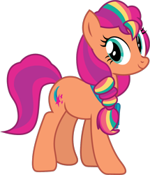 Size: 862x1002 | Tagged: safe, artist:prixy05, imported from derpibooru, sunny starscout, earth pony, pony, female, g5, g5 to g4, generation leap, mane stripe sunny, mare, simple background, solo, transparent background, vector