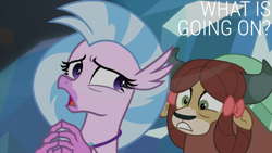 Size: 1920x1080 | Tagged: safe, edit, edited screencap, editor:quoterific, imported from derpibooru, screencap, silverstream, yona, hippogriff, yak, what lies beneath, caption, duo, duo female, female, text
