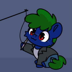 Size: 600x600 | Tagged: safe, artist:sugar morning, imported from derpibooru, oc, oc only, oc:four waters, earth pony, fallout equestria, :3, animated, behaving like a cat, clothes, cute, earth pony oc, gif, jacket, leather, leather jacket, ocbetes, painkiller, pants, scar, shirt, simple background, sitting, solo