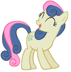 Size: 3000x3047 | Tagged: safe, artist:shelmo69, imported from derpibooru, bon bon, sweetie drops, earth pony, pony, ^^, adorabon, cute, eyes closed, female, happy, high res, mare, open mouth, open smile, photoshop, show accurate, simple background, smiling, solo, standing, transparent background