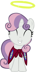 Size: 1877x3787 | Tagged: safe, artist:gurugrendo, imported from derpibooru, sweetie belle, pony, unicorn, stare master, 200, cape, clothes, cmc cape, cute, diasweetes, dubs, female, filly, get, halo, happy, photoshop, show accurate, simple background, solo, transparent background, vector