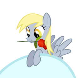 Size: 3500x3514 | Tagged: dead source, source needed, useless source url, safe, artist:keinzantezuken, imported from derpibooru, derpy hooves, pegasus, pony, fall weather friends, 2011, cloud, female, flower, high res, mare, mouth hold, photoshop, rose, show accurate, simple background, smiling, solo, transparent background, underp