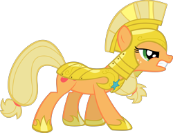 Size: 5193x4000 | Tagged: safe, artist:spaceponies, imported from derpibooru, applejack, earth pony, pony, absurd resolution, female, hoof shoes, mare, royal guard applejack, royal guard armor, show accurate, simple background, solo, transparent background, vector, war face