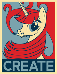 Size: 2550x3300 | Tagged: safe, artist:pageturner1988, imported from derpibooru, oc, oc only, oc:fausticorn, alicorn, pony, adobe imageready, alicorn oc, bust, female, high res, hope poster, lauren faust, looking at you, mare, paintbrush, portrait, poster, solo