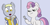 Size: 2032x1003 | Tagged: safe, artist:lowkey, artist:okiedokielowkey, imported from derpibooru, derpy hooves, sweetie belle, pony, unicorn, 2 panel comic, blue background, comic, dissapoint, female, filly, ice cream, popsicle, simple background, underp