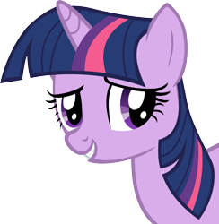 Size: 4392x4500 | Tagged: safe, artist:the smiling pony, imported from derpibooru, twilight sparkle, pony, unicorn, secret of my excess, absurd resolution, bust, female, inkscape, mare, portrait, reaction image, simple background, smiling, solo, transparent background, unicorn twilight, vector