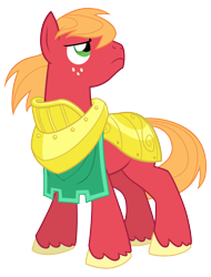 Size: 1600x2100 | Tagged: safe, artist:equestria-prevails, imported from derpibooru, big macintosh, earth pony, pony, armor, male, simple background, solo, stallion, transparent background, unshorn fetlocks, windswept mane