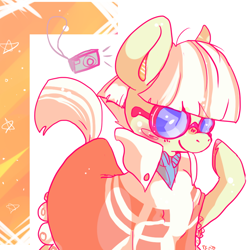 Size: 800x800 | Tagged: dead source, safe, artist:clockworkquartet, imported from derpibooru, picture frame (character), picture perfect, earth pony, pony, camera, female, glasses, mare, solo