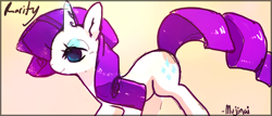 Size: 700x300 | Tagged: dead source, safe, artist:mujinai, imported from derpibooru, rarity, pony, unicorn, female, gradient background, mare, solo