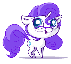 Size: 500x450 | Tagged: safe, artist:basserist, imported from derpibooru, rarity, pony, unicorn, chibi, female, glasses, looking up, mare, simple background, solo, white background