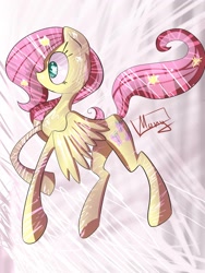 Size: 1536x2048 | Tagged: dead source, safe, artist:monythecat, imported from derpibooru, fluttershy, pegasus, pony, female, mare, paint tool sai, solo, sparkly, spread wings, surprised, wings