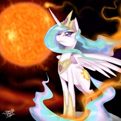 Size: 800x800 | Tagged: dead source, safe, artist:starlightspark, imported from derpibooru, princess celestia, alicorn, pony, female, looking at you, mare, one eye closed, paint tool sai, palindrome get, solo, sun