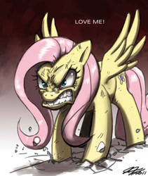 Size: 840x994 | Tagged: safe, artist:johnjoseco, imported from derpibooru, fluttershy, pegasus, pony, female, flutterbadass, flutterrage, love me, mare, photoshop, rage, solo