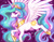 Size: 600x464 | Tagged: safe, artist:celesse, imported from derpibooru, princess celestia, alicorn, pony, crown, female, flying, horn, jewelry, mare, necklace, regalia, solo, wings