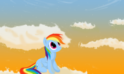 Size: 1920x1152 | Tagged: safe, artist:angelthundergrl, imported from derpibooru, rainbow dash, pegasus, pony, cloud, cutie mark, female, hooves, lineless, mare, on a cloud, photoshop, sitting, sitting on a cloud, sitting on cloud, sky, solo, wallpaper, wings