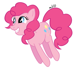 Size: 600x537 | Tagged: safe, artist:empty-10, imported from derpibooru, pinkie pie, earth pony, pony, cute, female, grin, happy, hop, mare, photoshop, pronking, simple background, smiling, solo, squee, white background