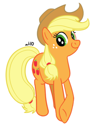 Size: 454x600 | Tagged: safe, artist:empty-10, imported from derpibooru, applejack, earth pony, pony, crossed hooves, female, mare, photoshop, simple background, smiling, solo, white background