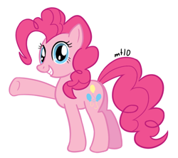Size: 600x533 | Tagged: safe, artist:empty-10, imported from derpibooru, pinkie pie, earth pony, pony, female, mare, photoshop, raised hoof, simple background, smiling, solo, white background