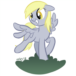 Size: 700x700 | Tagged: safe, artist:empty-10, imported from derpibooru, derpy hooves, pegasus, pony, the last roundup, cloud, female, floppy ears, grin, hooves, mare, on a cloud, photoshop, simple background, smiling, solo, spread wings, white background, wings