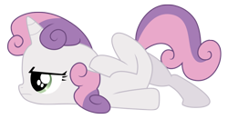 Size: 1200x631 | Tagged: dead source, safe, artist:volmise, imported from derpibooru, sweetie belle, pony, unicorn, adobe imageready, bored, female, filly, photoshop, scootie belle, scooting, simple background, solo, transparent background