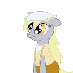 Size: 1200x1200 | Tagged: safe, artist:krellyan, imported from derpibooru, derpy hooves, pony, clothes, crossover, female, glasses, handkerchief, mare, monty python, monty python's flying circus, mr gumby, photoshop, simple background, solo, white background