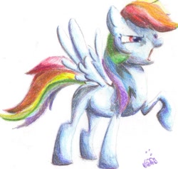 Size: 616x587 | Tagged: safe, artist:jump-cut, imported from derpibooru, rainbow dash, pegasus, pony, angry, female, mare, photoshop, raised hoof, simple background, solo, traditional art, white background