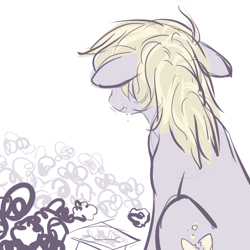 Size: 600x600 | Tagged: dead source, safe, artist:clovercoin, imported from derpibooru, derpy hooves, earth pony, pony, crying, female, floppy ears, mare, sad, sitting, solo