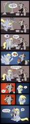 Size: 648x2664 | Tagged: safe, artist:lissystrata, imported from derpibooru, derpy hooves, earth pony, pegasus, pony, comic:derpy's delivery, comic, crying, dialogue, doctor who, duo, female, male, mare, muffin, photoshop, ponified, puppy dog eyes, roger delgado, sad, show accurate, signature, stallion, the master