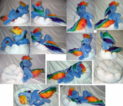 Size: 4064x3513 | Tagged: safe, artist:rens-twin, imported from derpibooru, rainbow dash, pony, cloud, irl, photo, plushie, relaxing, solo