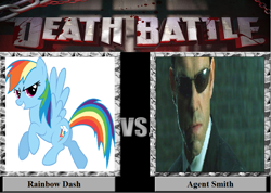 Size: 901x642 | Tagged: safe, imported from derpibooru, rainbow dash, agent smith, death battle, meta, the matrix