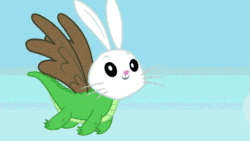 Size: 853x480 | Tagged: safe, edit, imported from derpibooru, screencap, angel bunny, gummy, opalescence, may the best pet win, season 2, alien take, allpet, animated, fusion, gif, nightmare fuel, reversed, wat