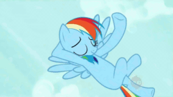 Size: 800x450 | Tagged: safe, imported from derpibooru, screencap, rainbow dash, pony, may the best pet win, animated, eyes closed, female, flying, hub logo, solo