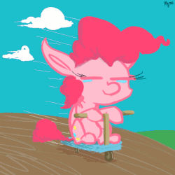 Size: 600x600 | Tagged: dead source, safe, artist:telemiscommunications, imported from derpibooru, pinkie pie, pony, animated, dumb running ponies, female, scooter, solo