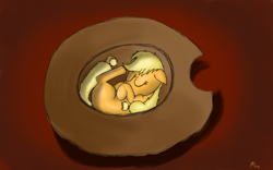 Size: 2560x1600 | Tagged: safe, artist:doovid97, imported from derpibooru, applejack, applejack's hat, appletini, cowboy hat, cute, filly, hat, jackabetes, micro, sleeping, stetson