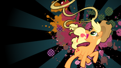 Size: 1920x1080 | Tagged: safe, artist:epi-centric, artist:juakakoki, imported from derpibooru, applejack, pony, apple, female, food, lasso, solo, vector, wallpaper