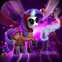 Size: 2000x2000 | Tagged: safe, artist:gray--day, imported from derpibooru, rarity, pony, unicorn, crossover, female, gun, high res, magic, mare, revolver, solo, spy, sunglasses, team fortress 2, telekinesis