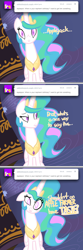 Size: 700x2120 | Tagged: safe, artist:frostedwarlock, imported from derpibooru, applejack, prince blueblood, princess celestia, alicorn, pony, ask, blueabuse, bluejack, celestia replies, female, male, run! celestia is pissed run guys run for your life!, shipping, solo, straight