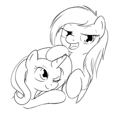 Size: 617x650 | Tagged: safe, artist:theparagon, imported from derpibooru, spitfire, trixie, color me, monochrome