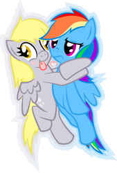 Size: 990x1461 | Tagged: safe, artist:turbulosus, imported from derpibooru, derpy hooves, rainbow dash, pegasus, pony, female, mare