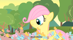 Size: 640x355 | Tagged: safe, imported from derpibooru, screencap, fluttershy, butterfly, filly, youtube caption