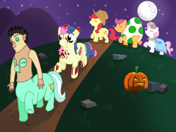 Size: 3648x2736 | Tagged: safe, artist:ladydragon97, imported from derpibooru, apple bloom, bon bon, lyra heartstrings, scootaloo, sweetie belle, sweetie drops, centaur, earth pony, pegasus, pony, taur, unicorn, clothes, costume, cutie mark crusaders, egg, egg costume, female, filly, foal, food, food costume, mare, nightmare night