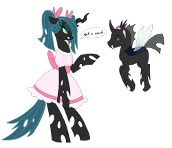 Size: 894x768 | Tagged: source needed, safe, artist:jessy, imported from derpibooru, queen chrysalis, changeling, changeling queen, clothes, dress, female, ponytail, simple background, transparent background