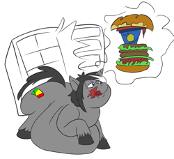 Size: 957x873 | Tagged: safe, artist:samael, imported from derpibooru, oc, oc only, oc:midnight snack, pony, bhm, fat, food, ice cream, male, morbidly obese, obese, refrigerator, sandwich, solo, stallion