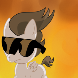 Size: 900x900 | Tagged: safe, artist:cosmonaut, imported from derpibooru, rumble, explosion, fire, sunglasses