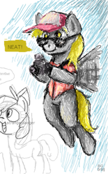 Size: 417x673 | Tagged: safe, artist:bg, imported from derpibooru, derpy hooves, pegasus, pony, camera, female, flockdraw, hat, mare, neat