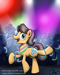 Size: 2000x2500 | Tagged: safe, artist:nekocrispy, imported from derpibooru, caramel, earth pony, pony, caramel is awesome, glow rings, glowstick, male, party, rave, stallion