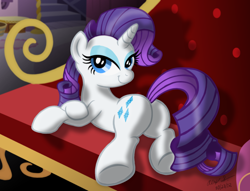 Size: 1280x979 | Tagged: safe, artist:aleximusprime, imported from derpibooru, rarity, pony, unicorn, butt, fainting couch, female, looking at you, plot, solo
